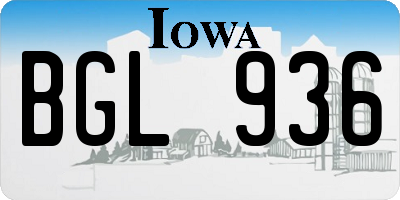 IA license plate BGL936