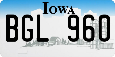 IA license plate BGL960