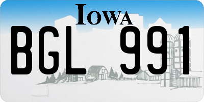 IA license plate BGL991