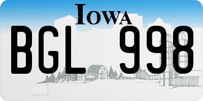 IA license plate BGL998