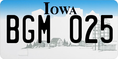 IA license plate BGM025