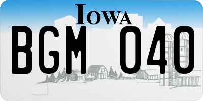 IA license plate BGM040