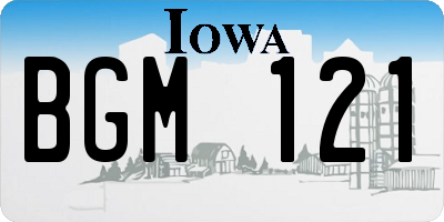IA license plate BGM121