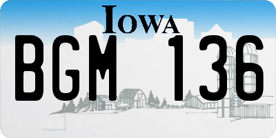 IA license plate BGM136