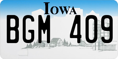 IA license plate BGM409