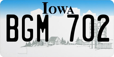 IA license plate BGM702