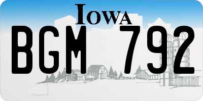 IA license plate BGM792