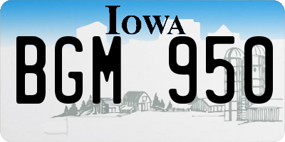 IA license plate BGM950