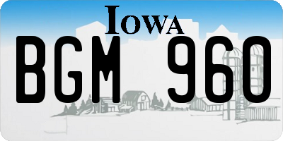 IA license plate BGM960