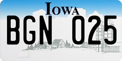 IA license plate BGN025