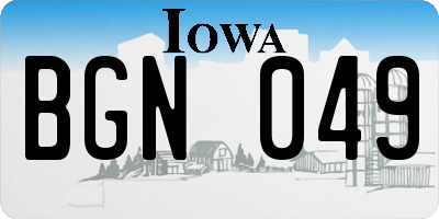IA license plate BGN049