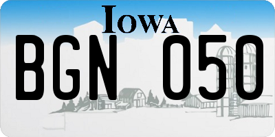 IA license plate BGN050