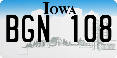 IA license plate BGN108