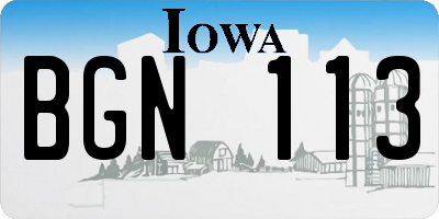 IA license plate BGN113