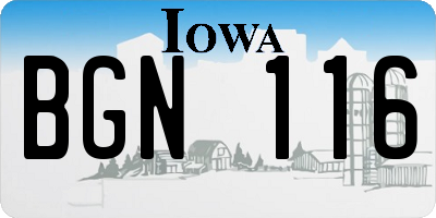 IA license plate BGN116