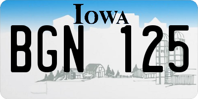 IA license plate BGN125