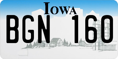 IA license plate BGN160