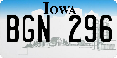 IA license plate BGN296