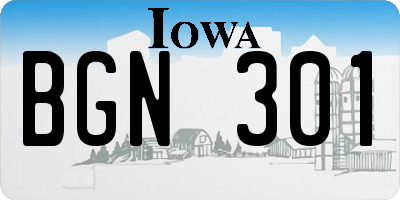 IA license plate BGN301