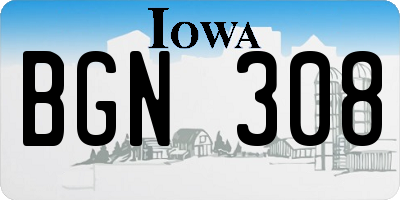 IA license plate BGN308