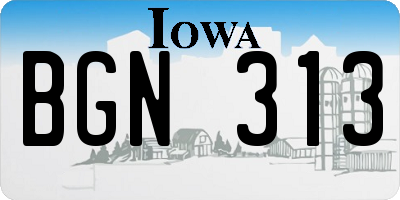 IA license plate BGN313