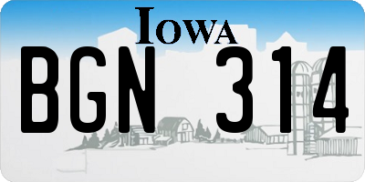 IA license plate BGN314