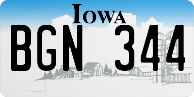 IA license plate BGN344