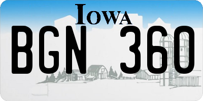 IA license plate BGN360