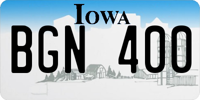 IA license plate BGN400