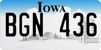 IA license plate BGN436
