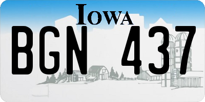 IA license plate BGN437