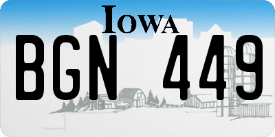 IA license plate BGN449