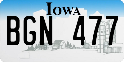 IA license plate BGN477