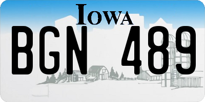 IA license plate BGN489