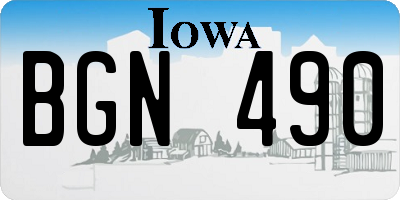 IA license plate BGN490