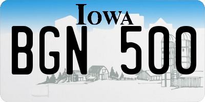 IA license plate BGN500