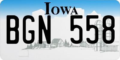 IA license plate BGN558