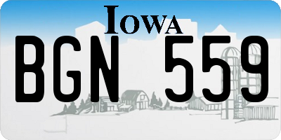 IA license plate BGN559