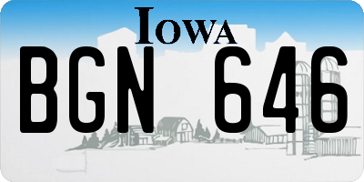 IA license plate BGN646