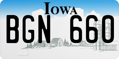 IA license plate BGN660