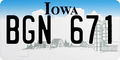 IA license plate BGN671