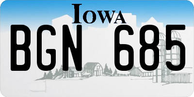 IA license plate BGN685