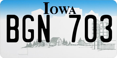 IA license plate BGN703