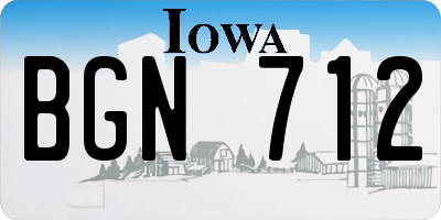 IA license plate BGN712