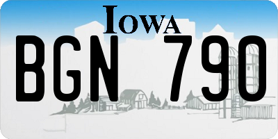 IA license plate BGN790