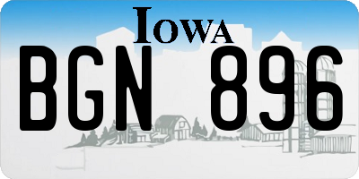 IA license plate BGN896