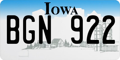 IA license plate BGN922