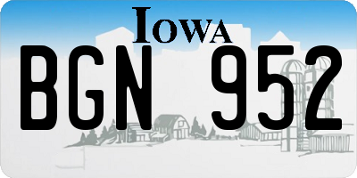 IA license plate BGN952