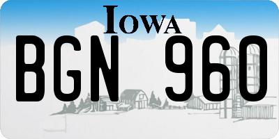 IA license plate BGN960