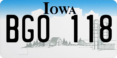 IA license plate BGO118